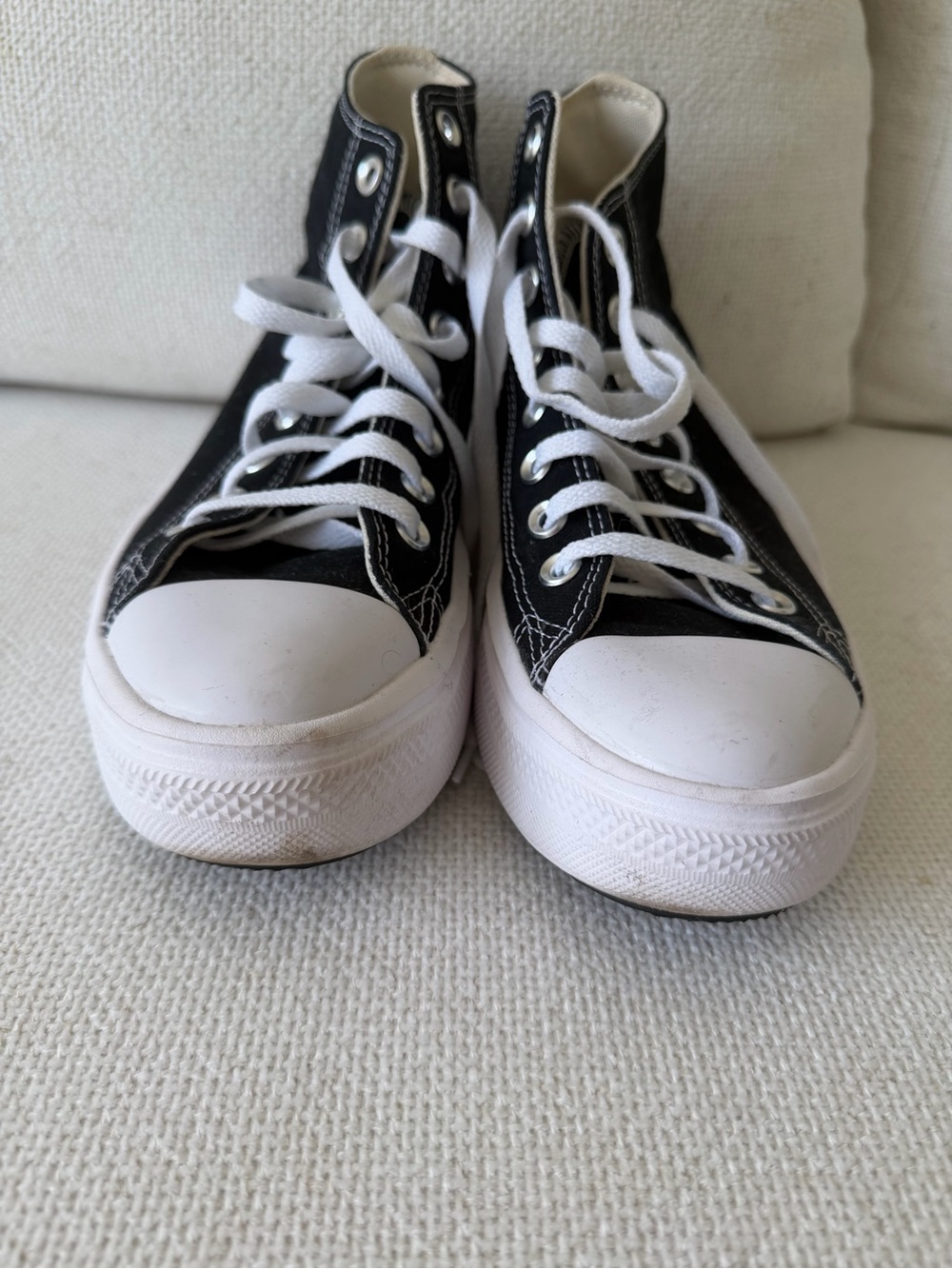 Converse Black and White High Top Platform Sneakers - Picture 6 of 7
